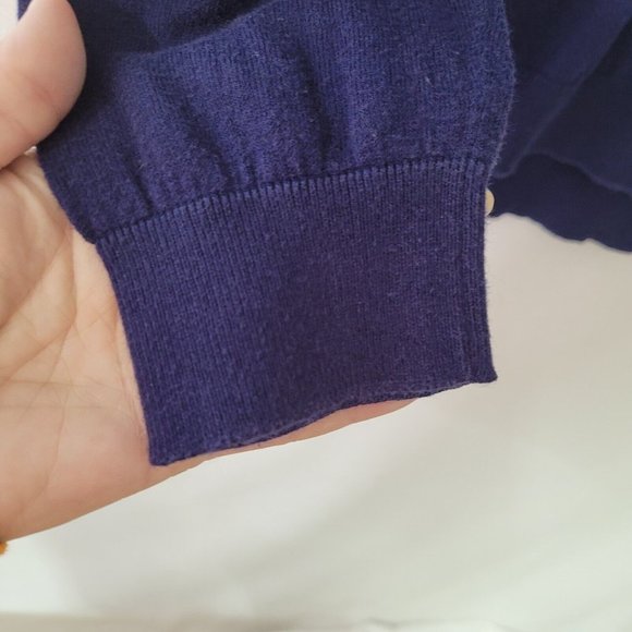 J McLaughlin Sweater Men L Long Sleeve V-Neck Classic Cashmere Blend Office Blue - Picture 2 of 11